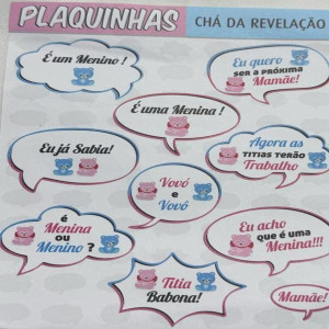 Placas Cha Revelacao C/10un