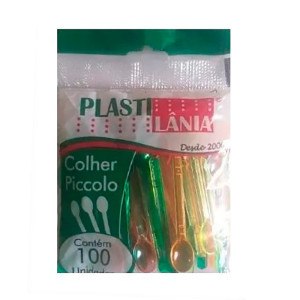 Colher Piccolo Café Colorida 100 Unidades Plástico Descartável para Festa e Eventos