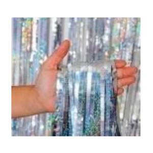 Cortina Holográfica Metálica Prata 1x2m – Decoração para Festas e Eventos