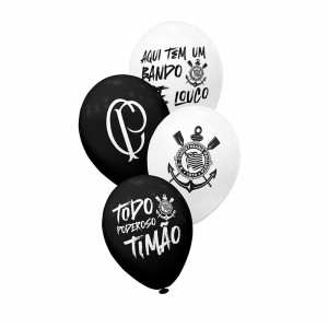 BALÃO DECORADO 8 POLEGADA CORINTHIANS