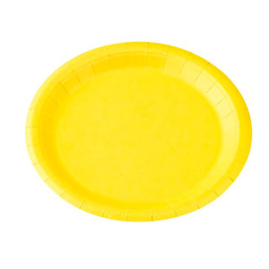 PRATO DE PAPELÃO PARA SOBREMESA 18 CM AMARELO