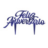 TOPO DE BOLO FELIZ ANIVERSÁRIO METALIZADO AZUL ROYAL