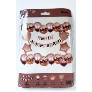 Balões e Faixa Feliz Aniversário – Kit Decoração Festa