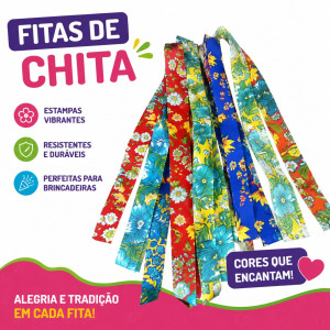 Fita Plástica de Chita 10m para Decoração de Festa Junina Colorida