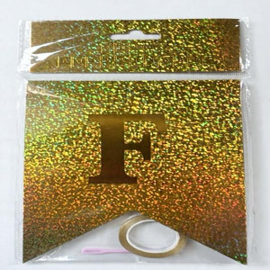 Bandeirola Holográfica Feliz Aniversário Dourado – Decoração Festa