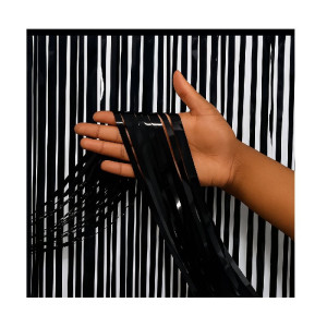 Cortina Metalizada Preta 1x2m – Painel Decorativo para Festa