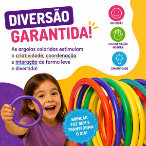 Argolas Plásticas com 10 Unidades para Festa Junina Brincadeiras e Diversão