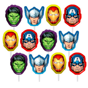 Palitos Decorativos Vingadores 12unidades Topper Festa Aniversario
