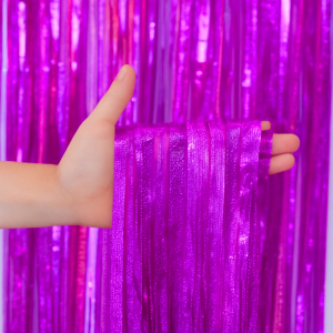 Cortina Metalizada Holográfica Pink 1x2m – Painel Decorativo Festa