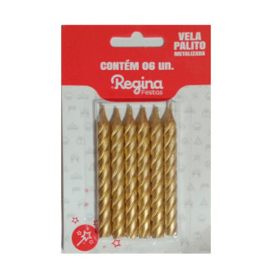 VELA PALITO ESPIRAL METALIZADA OURO