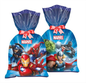 Sacola Plástica Marvel Avengers com 8 Unidades – Lembrancinha Festa Infantil