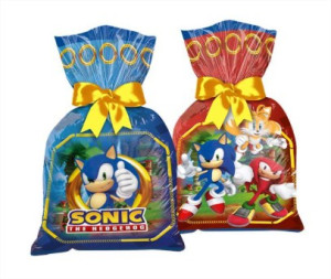 Sacola Plástica Sonic com 8 Unidades – Lembrancinha Festa Infantil