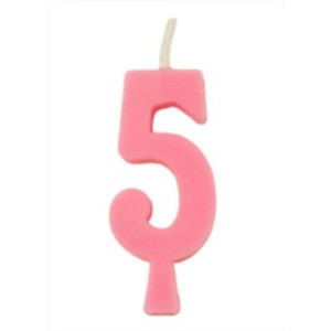VELA ANIVERSÁRIO NÚMERO 5 ROSA