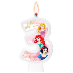 VELA NUMERAL PRINCESAS DISNEY NÚMERO 3