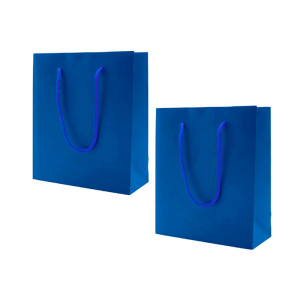 Sacola PP Azul com Alça Cordão – Kit 10 Unidades | Sacola Plástica Pequena para Loja e Presente