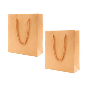 Sacola PP Com Alça Cordão Kraft Natural Kit 10 Unidades Bolsa Plástica Reforçada