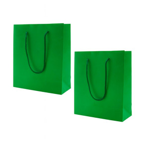 Sacola PP Com Alça Cordão Verde Kit 10 Unidades Bolsa Plástica Reforçada