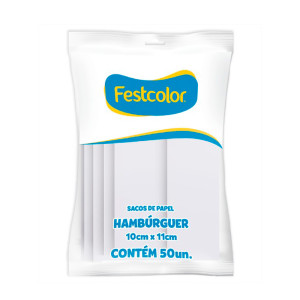 Saco Papel Hamburguer 10x11cm Bco 50un