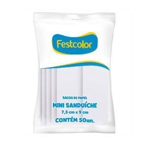 Saco Papel Mini Sand.7.5x9cm Bco 50u