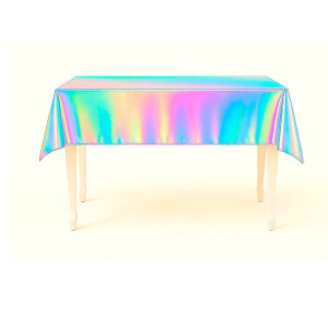 TOALHA DE MESA DESCARTÁVEL HOLOGRÁFICA PRATA
