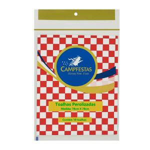 TOALHA PEROLIZADA XADREZ VERMELHO 78 CM X 78 CM - 10 UNID.