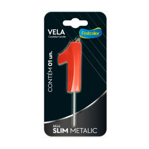 VELA MINI SLIM METALLI VERMELHA 1