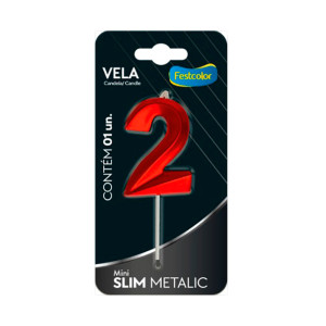 VELA MINI SLIM METALLIC VERMELHA 2