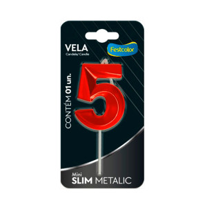 VELA MINI SLIM METALLIC VERMELHA 5