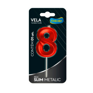 VELA MINI SLIM METALLIC VERMELHA 8