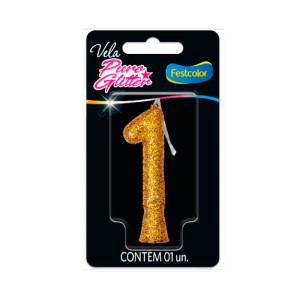 VELA PURO GLITTER DOURADA NO. 1
