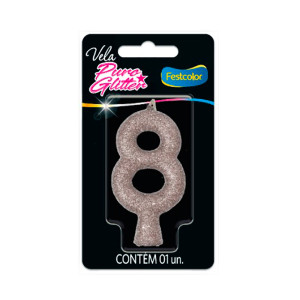 VELA PURO GLITTER PRATA NO. 8