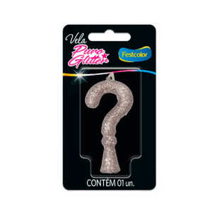 VELA PURO GLITTER PRATA INTERROGAÇÃO