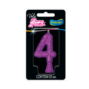 VELA PURO GLITTER ROXA NO. 4