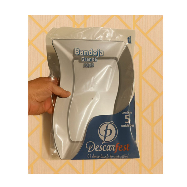 BANDEJA ACRÍLICA RETANGULAR DIB02 PRATA