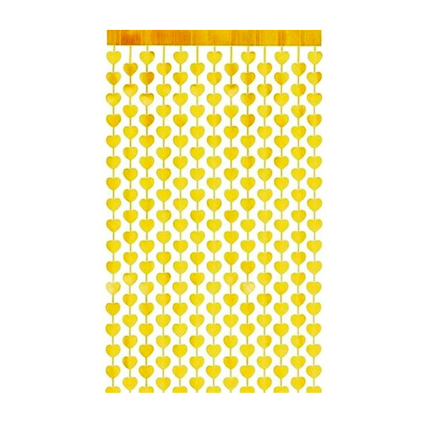 CORTINA METALIZADA CORAÇÃO DOURADO