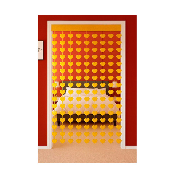 CORTINA METALIZADA CORAÇÃO DOURADO