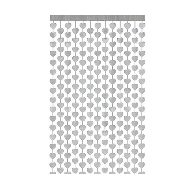 CORTINA METALIZADA CORAÇÃO PRATA