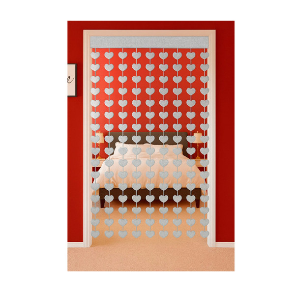 CORTINA METALIZADA CORAÇÃO PRATA