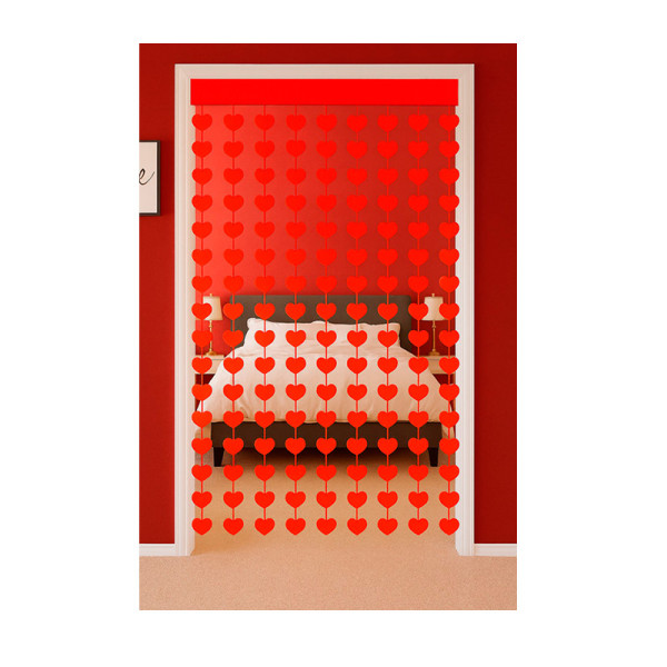 CORTINA METALIZADA CORAÇÃO VERMELHO