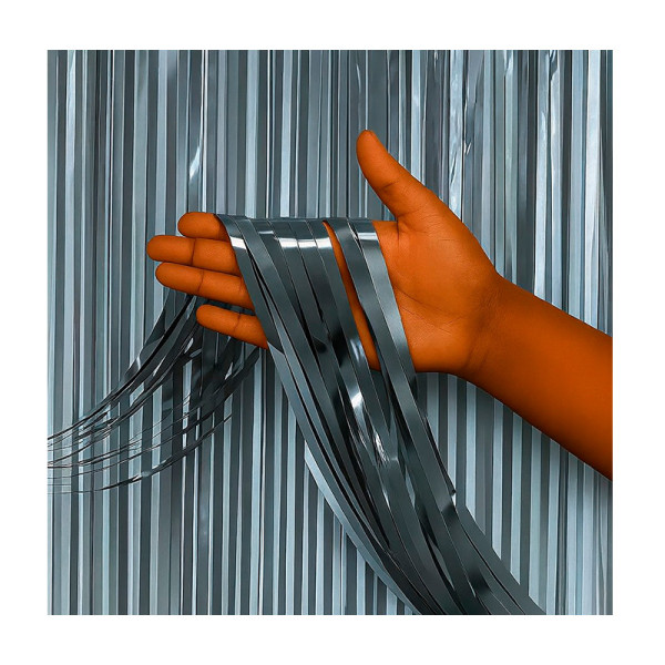 CORTINA METALIZADA LISA PRATA