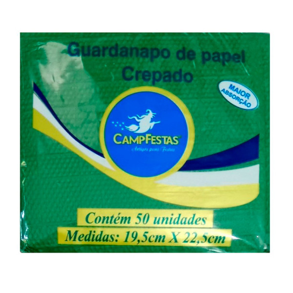 GUARDANAPO VERDE BANDEIRA 19,5 CM x 22,5 CM