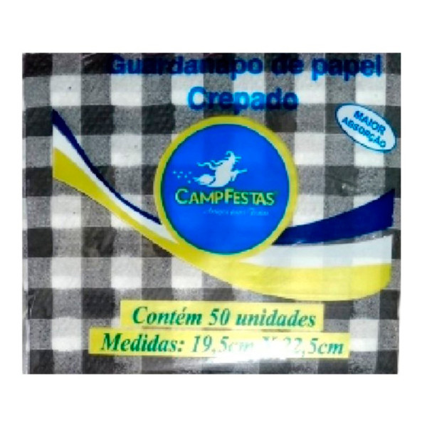 GUARDANAPO XADREZ PRETO 19,5 CM X 22,5 CM
