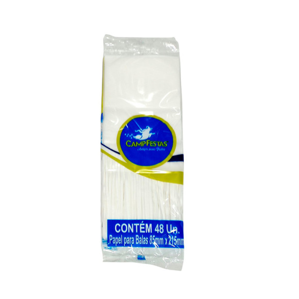 PAPEL PARA BALA DE COCO FRANJADO BRANCO