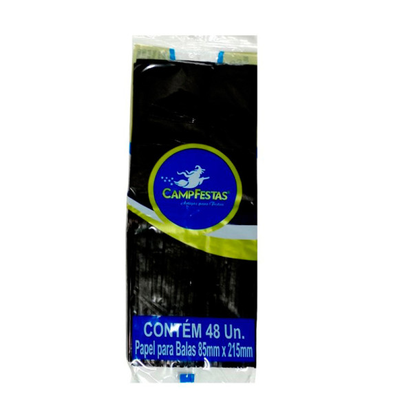 PAPEL PARA BALA DE COCO FRANJADO PRETO