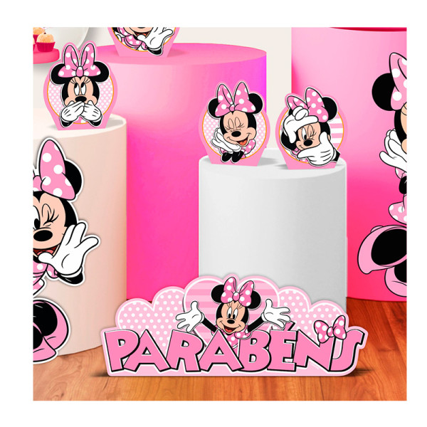 ENFEITE DE MESA EVA MINNIE ROSA