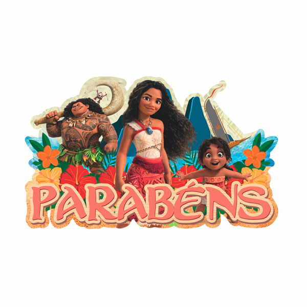 PAINEL DE PAREDE EVA MOANA 2 PARABÉNS