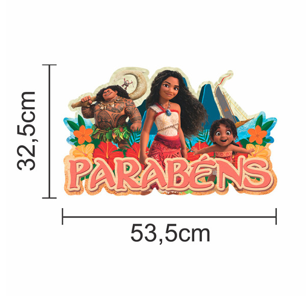 PAINEL DE PAREDE EVA MOANA 2 PARABÉNS