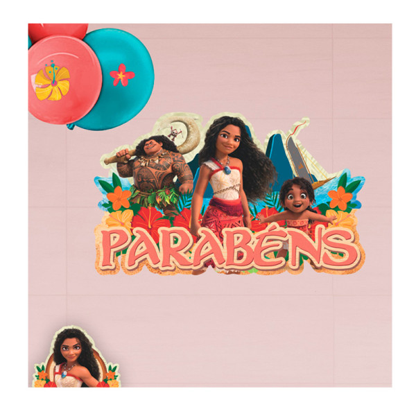 PAINEL DE PAREDE EVA MOANA 2 PARABÉNS