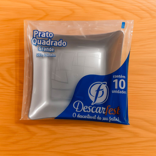 PRATO ACRÍLICO QUADRADO 21 PRATA