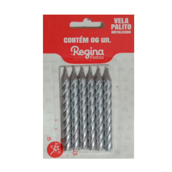 VELA PALITO ESPIRAL METALIZADA PRATA